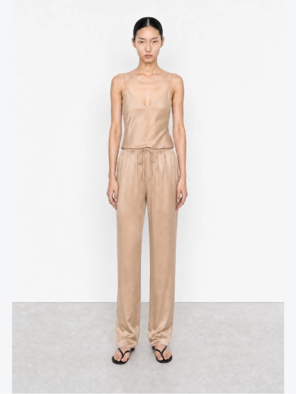 NWT De Rococo Satin Drawstring Pants in Color Gold Sz M